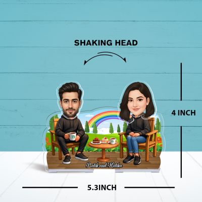 Personalized Proposing Couple Bobblehead Caricature Custom Cartoon Face Cutout Propose Theme Tabletop Decor for Girlfriend Boyfriend, Husband & Wife  Battery Powered Moving Head